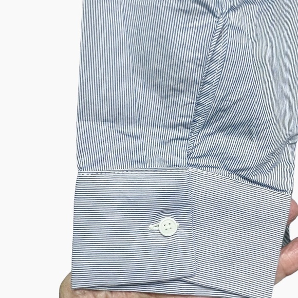 Scotch & Soda Blue Striped Button Up Long Fit Shirt - Picture 8 of 13